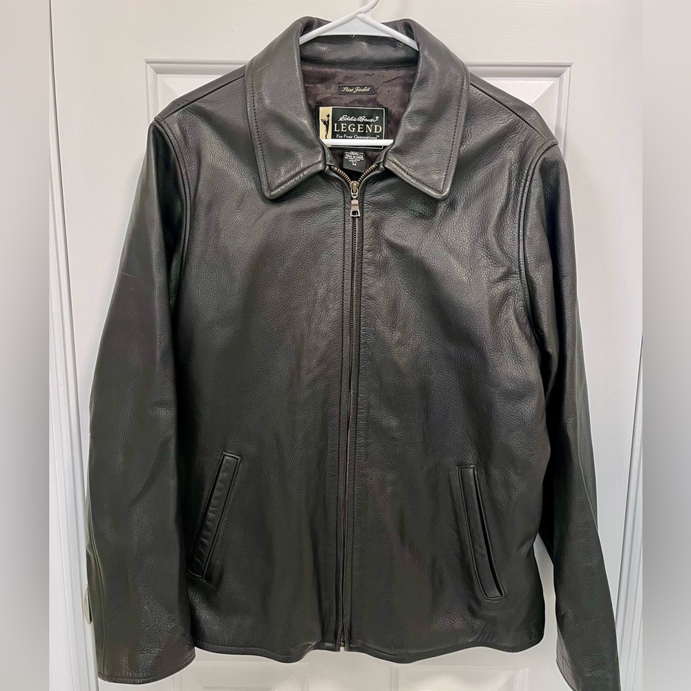 Eddie Bauer Vintage Leather Zip-Up Overcoat